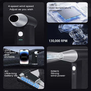 High-Performance Black Fan 130,000 RPM Brushless Motor Extreme Weather Dust Snow