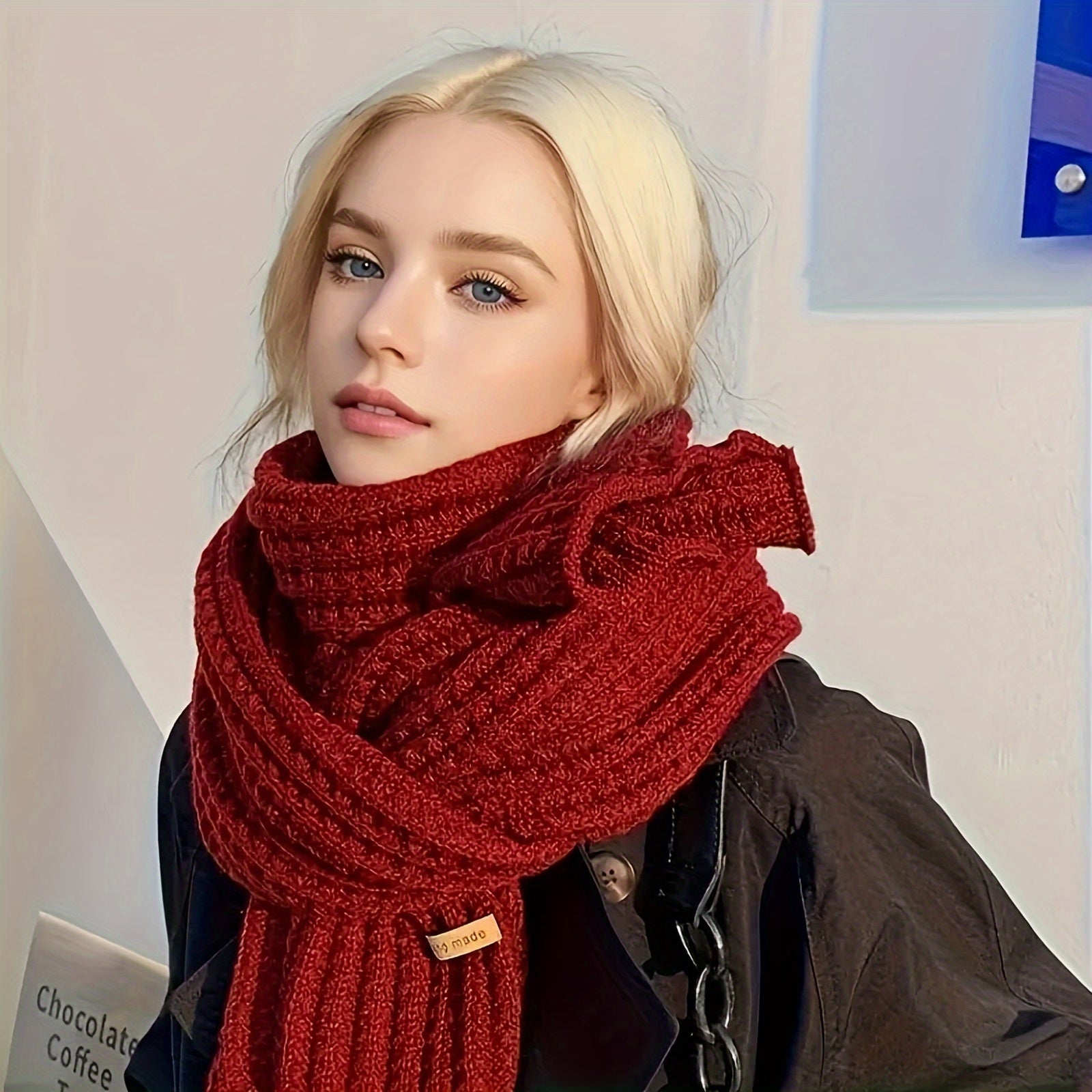 Vintage Style Knitted Acrylic Scarf Long Warm Winter Accessory