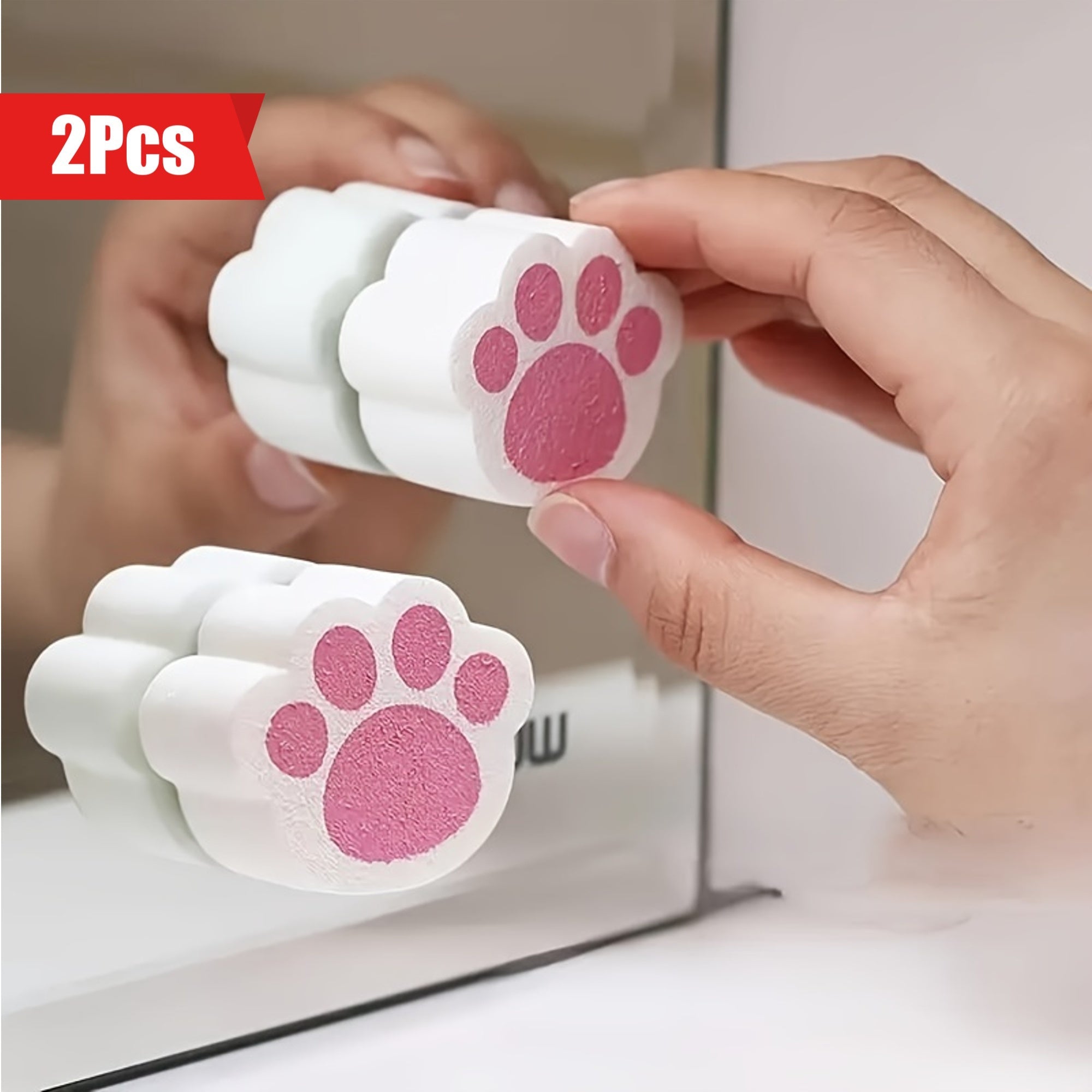 Cat Paw Mirror Cleaning Sponges, Portable, No Electricity, Bathroom and Kitchen