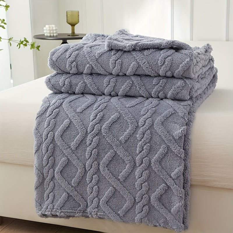 Lamb Fleece Blanket Soft Cozy Flannel Throw for Bed Couch Travel 100% Polyester