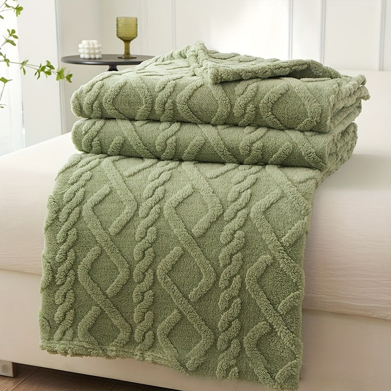 Lamb Fleece Blanket Soft Cozy Flannel Throw for Bed Couch Travel 100% Polyester