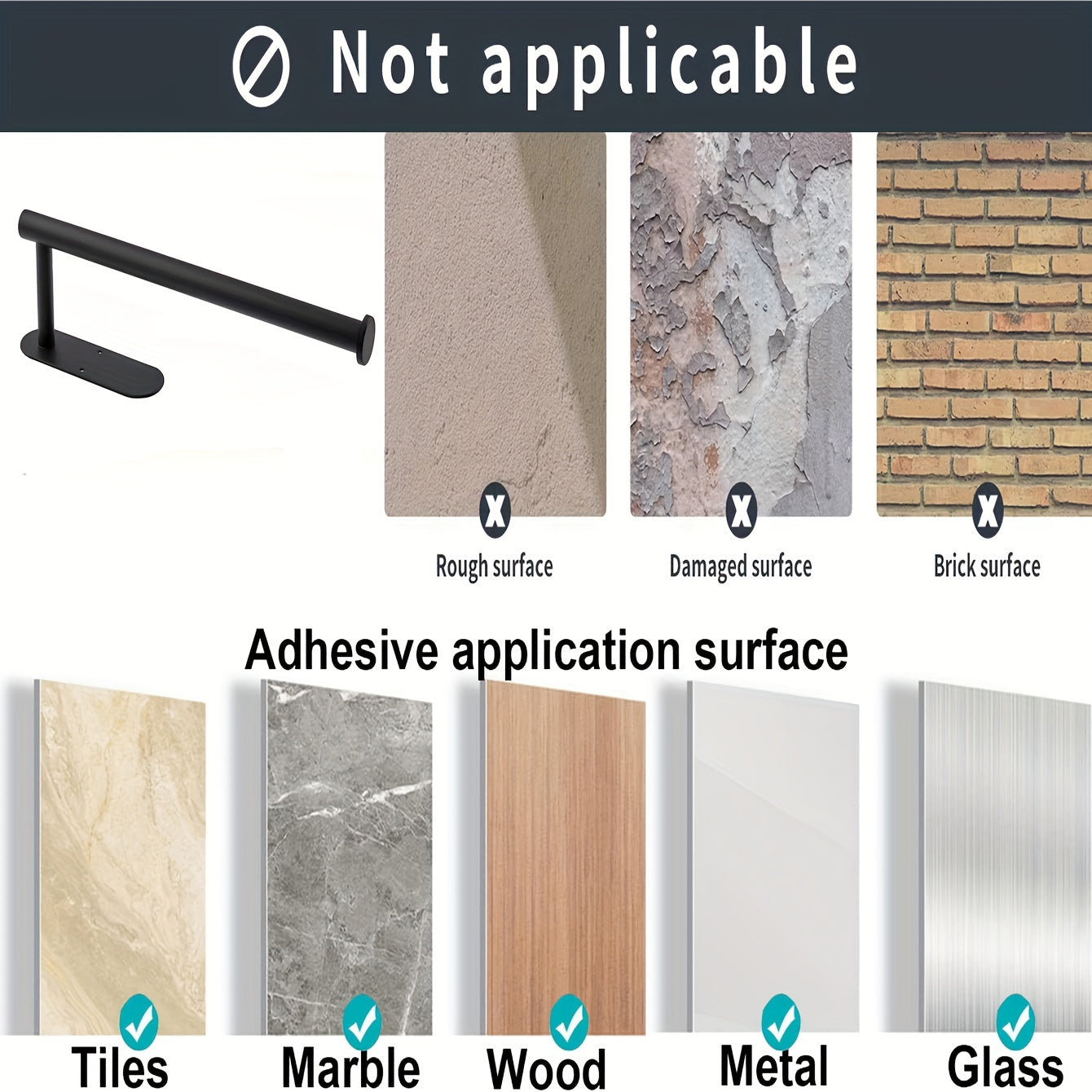 Qora zanglamaydigan po'latdan yasalgan tishli tutqich devor uchun tashkil etuvchi oshxona va hammom uchun