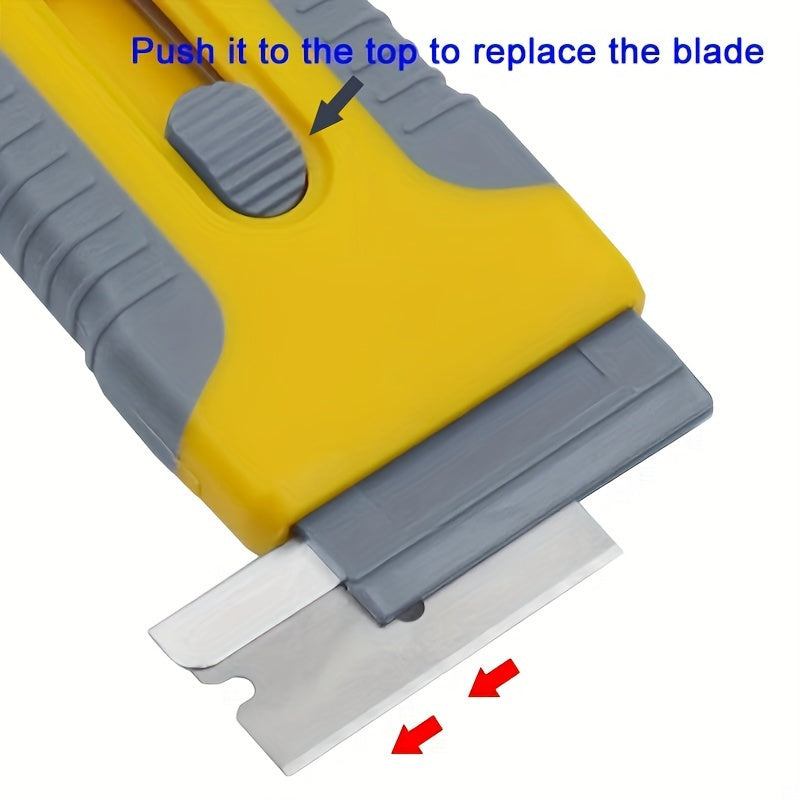 Stainless Steel Razor Blade Scraper Tool for Paint Window Cleaning Orange Yellow