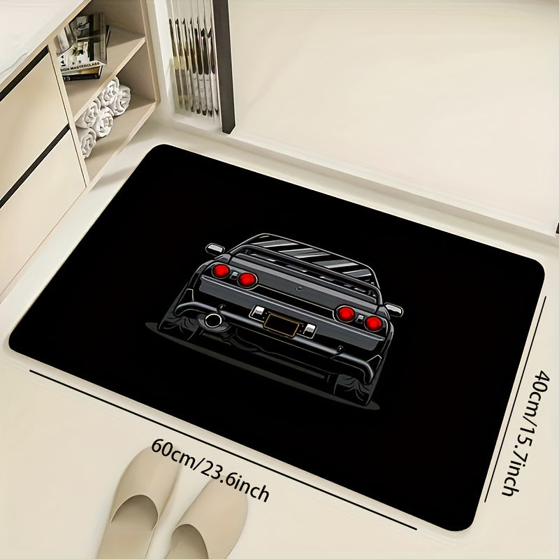 Christmas Sports Car Braided Rug Non-Slip Polyester Indoor Decor