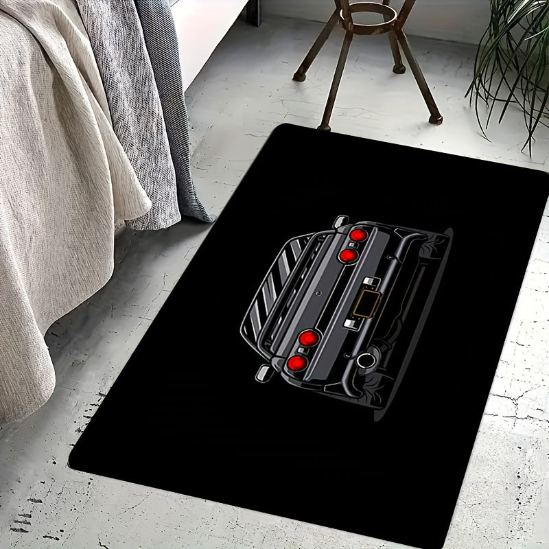 Christmas Sports Car Braided Rug Non-Slip Polyester Indoor Decor