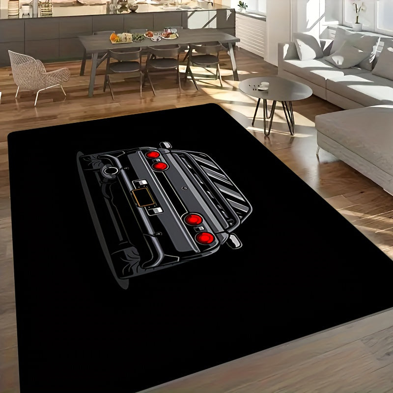 Christmas Sports Car Braided Rug Non-Slip Polyester Indoor Decor