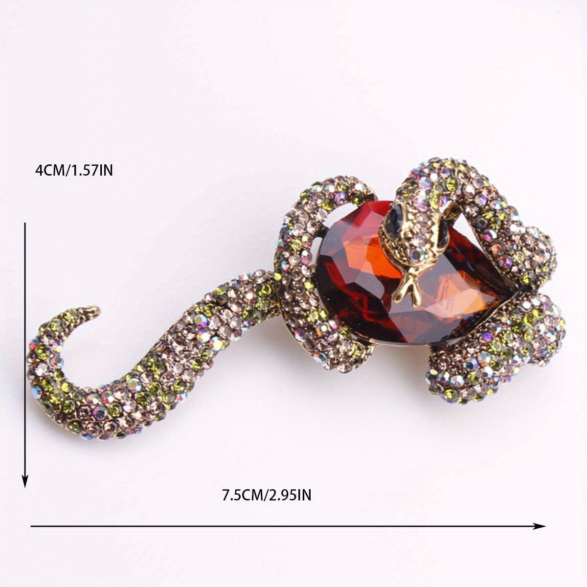 Punk Style Enamel Snake Brooch with Zirconia for Men and Women