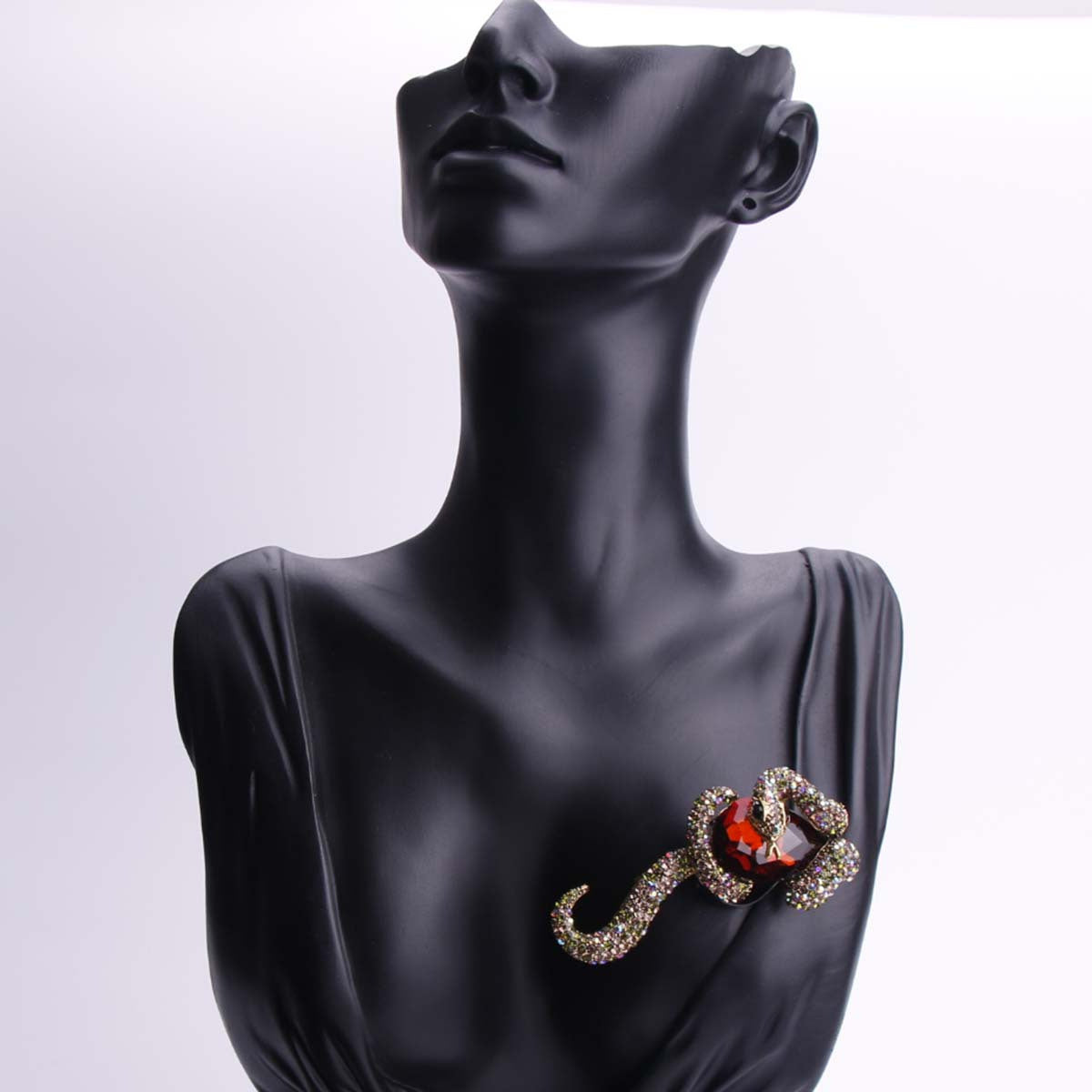 Punk Style Enamel Snake Brooch with Zirconia for Men and Women