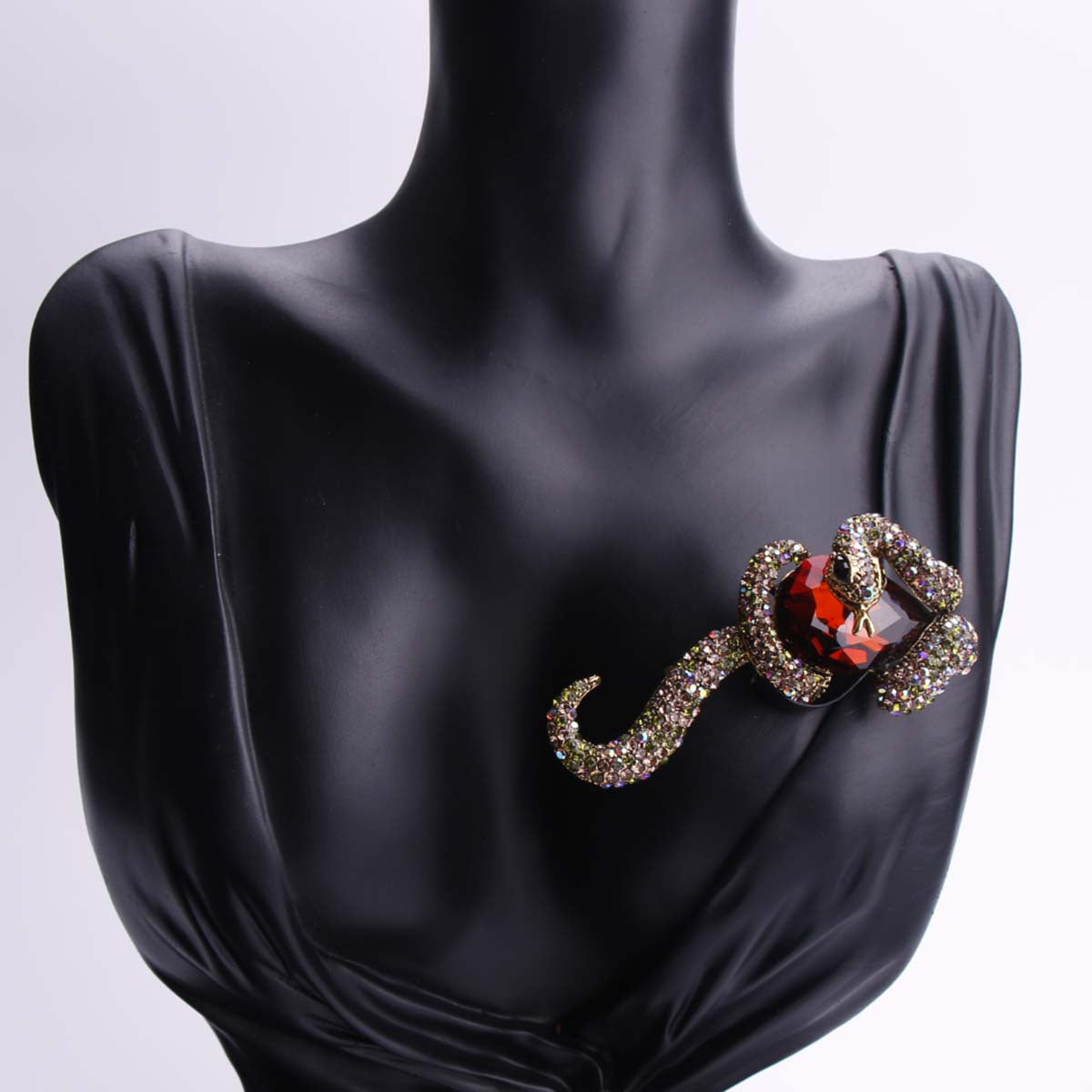 Punk Style Enamel Snake Brooch with Zirconia for Men and Women