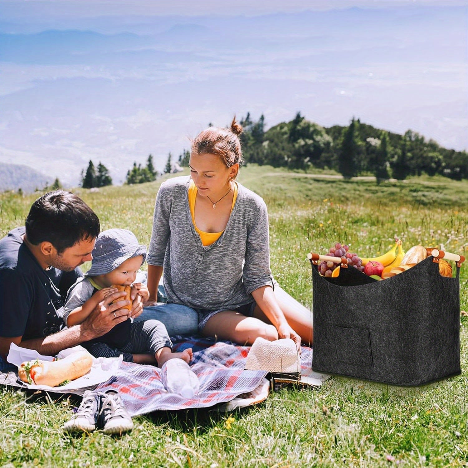 Barqaror felt o‘choq uchun savatlarning ikki qutisi, mustahkam tutqichlar, buklanuvchi saqlash