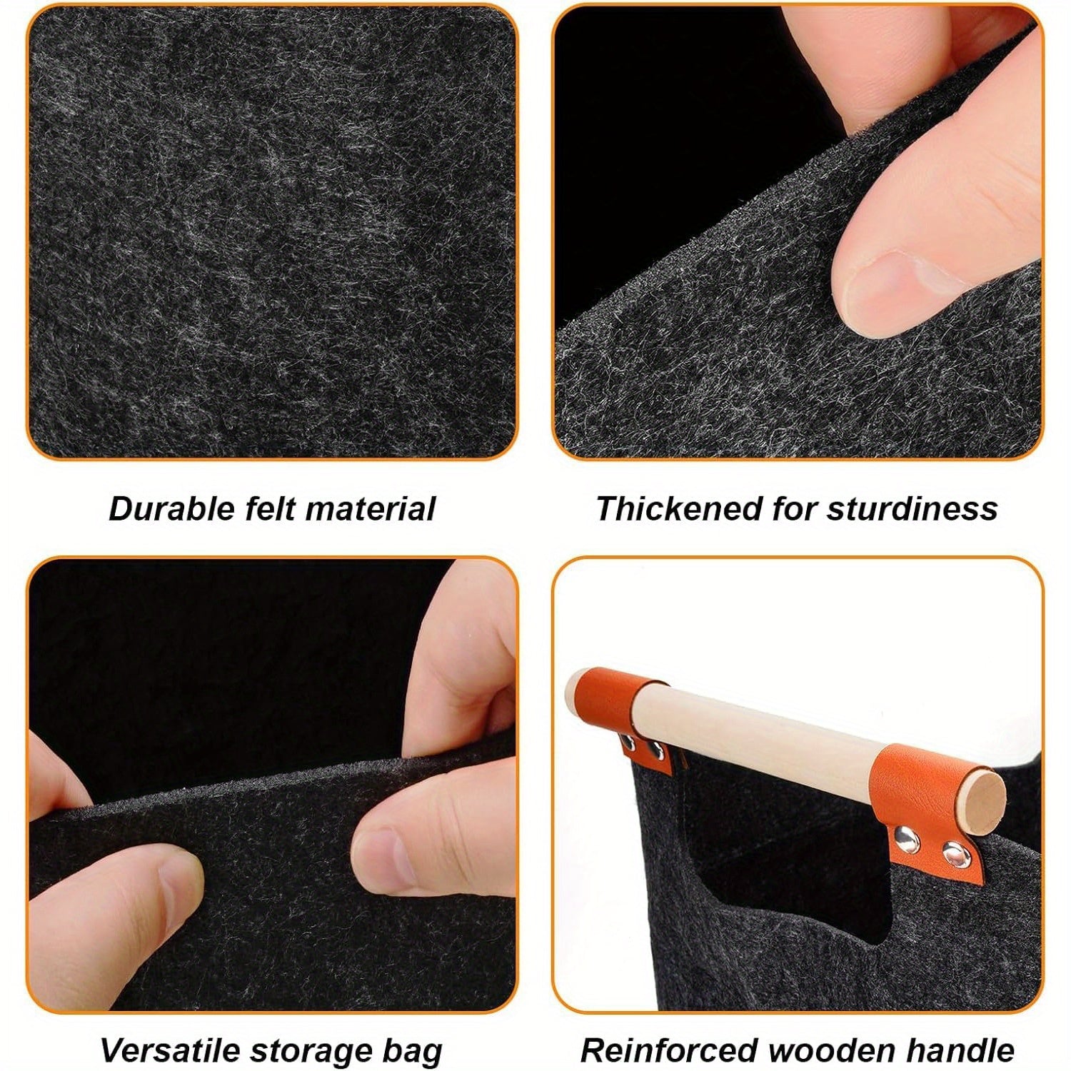 Barqaror felt o‘choq uchun savatlarning ikki qutisi, mustahkam tutqichlar, buklanuvchi saqlash