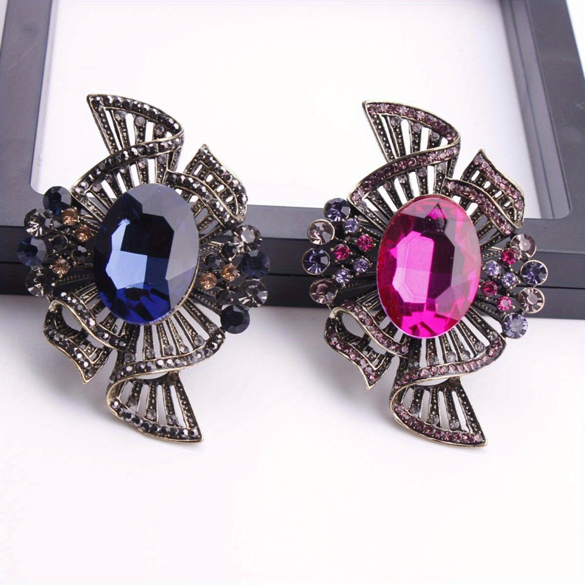 Enamel Punk Style Brooch Rhinestone Badge Pin for Women Party Gift