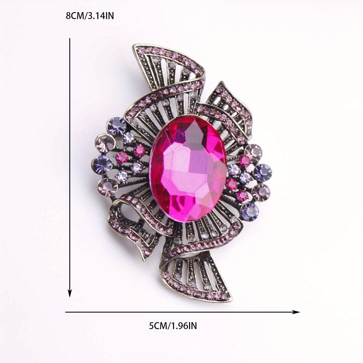 Enamel Punk Style Brooch Rhinestone Badge Pin for Women Party Gift