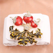 Radish and Leaf Brooch with Rhinestones Floral Design Fashion Accessory