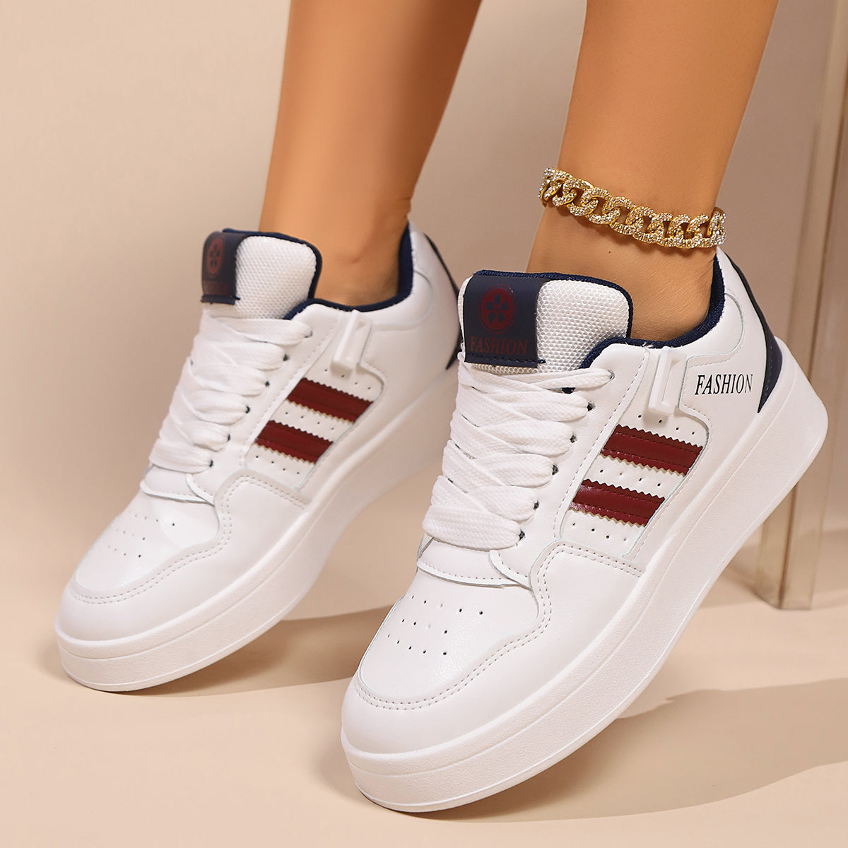 Women's Casual Low Top Sneakers Lightweight Solid Color with Fabric Insole