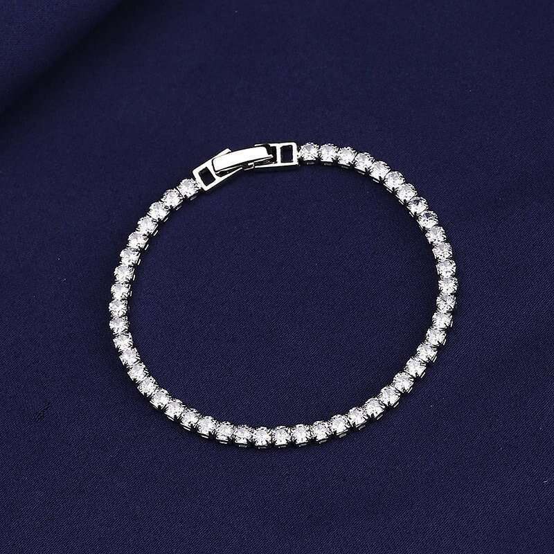 Sterling Silver Tennis Bracelet with Moissanite Gems Round D-Color VVS1 for Women Men Gift