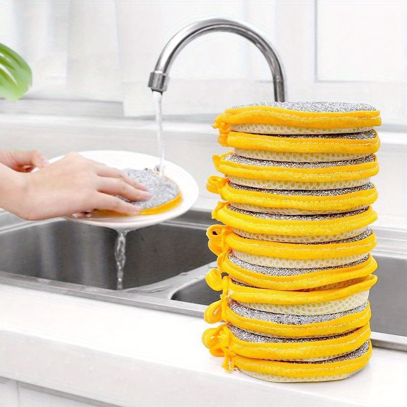 Set of 10/12 Antibacterial Kitchen Scrub Sponges Reusable Non-Scratch Cleaning Pads