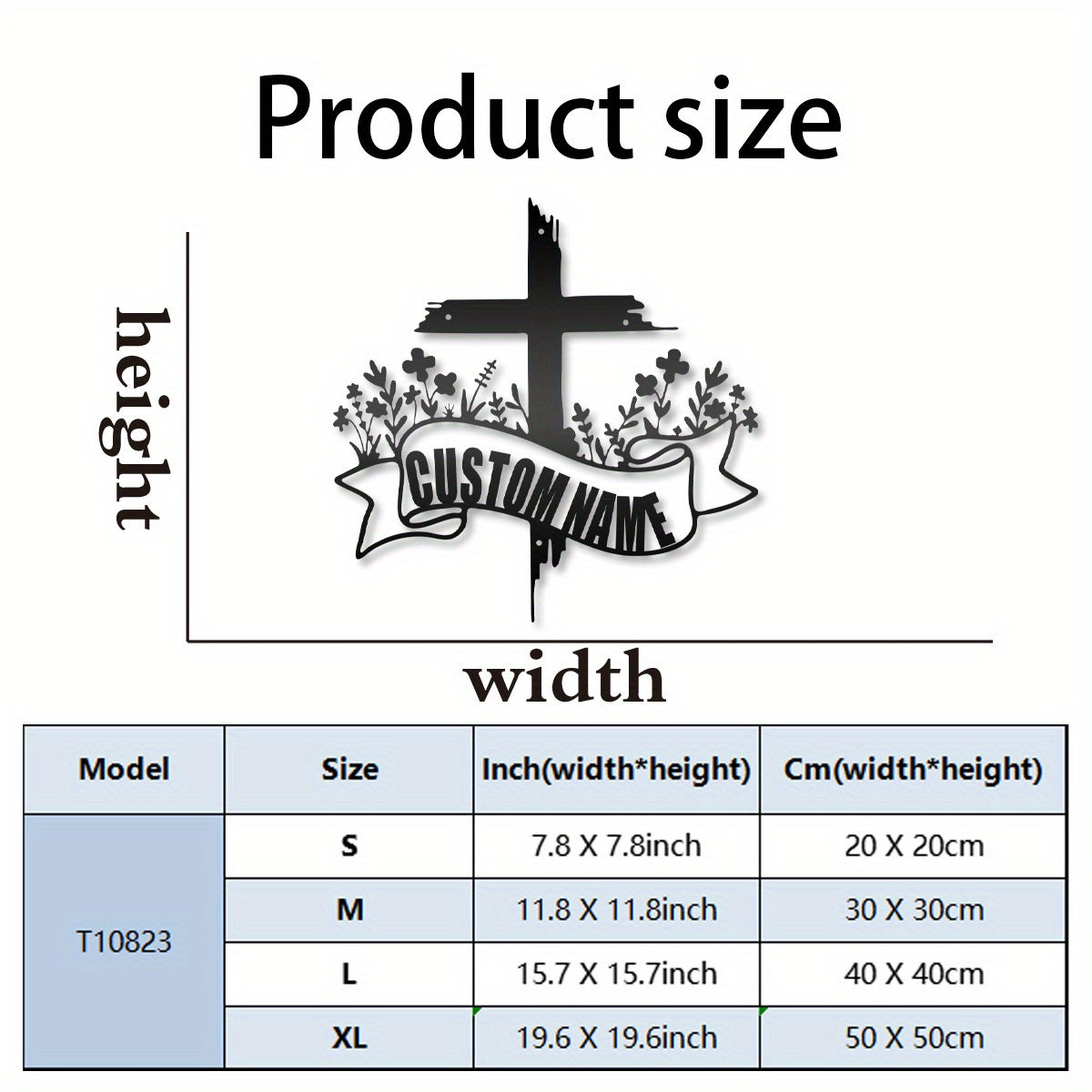 Oila ismi bilan shaxsiylashtirilgan metall xoch belgisi - uy dekoratsiyasi uchun moslashtirilgan temir devor san'ati, nasroniy mavzusidagi eshik yoki devor bezaklari, 12 yosh va undan katta yoshdagilar uchun ideal