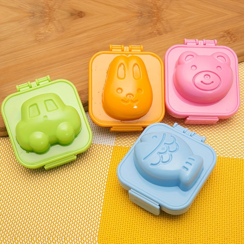 Set of 4 Non-Stick Animal Egg and Rice Ball Molds Bunny Bear Fish Kitchen Gadgets