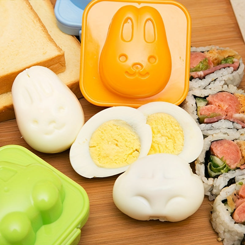Set of 4 Non-Stick Animal Egg and Rice Ball Molds Bunny Bear Fish Kitchen Gadgets