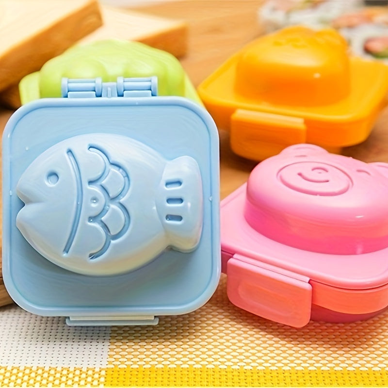 Set of 4 Non-Stick Animal Egg and Rice Ball Molds Bunny Bear Fish Kitchen Gadgets