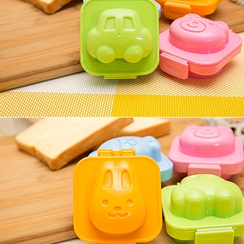 Set of 4 Non-Stick Animal Egg and Rice Ball Molds Bunny Bear Fish Kitchen Gadgets