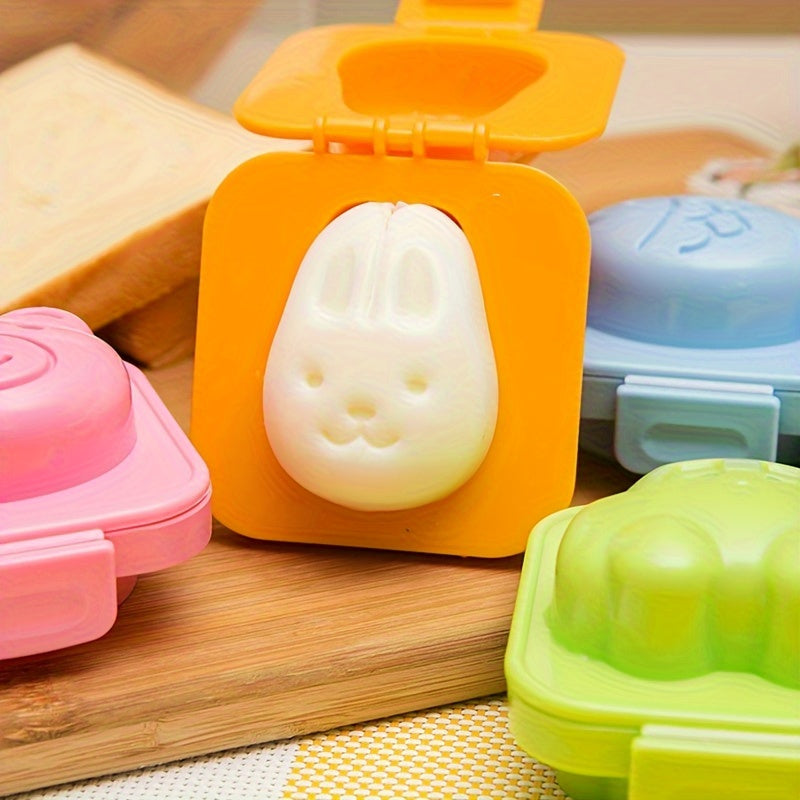 Set of 4 Non-Stick Animal Egg and Rice Ball Molds Bunny Bear Fish Kitchen Gadgets