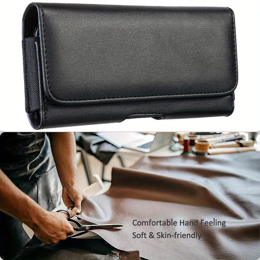 Men's Faux Leather Cell Phone Holster with Card Slots and Belt Clip for iPhone and Samsung Galaxy