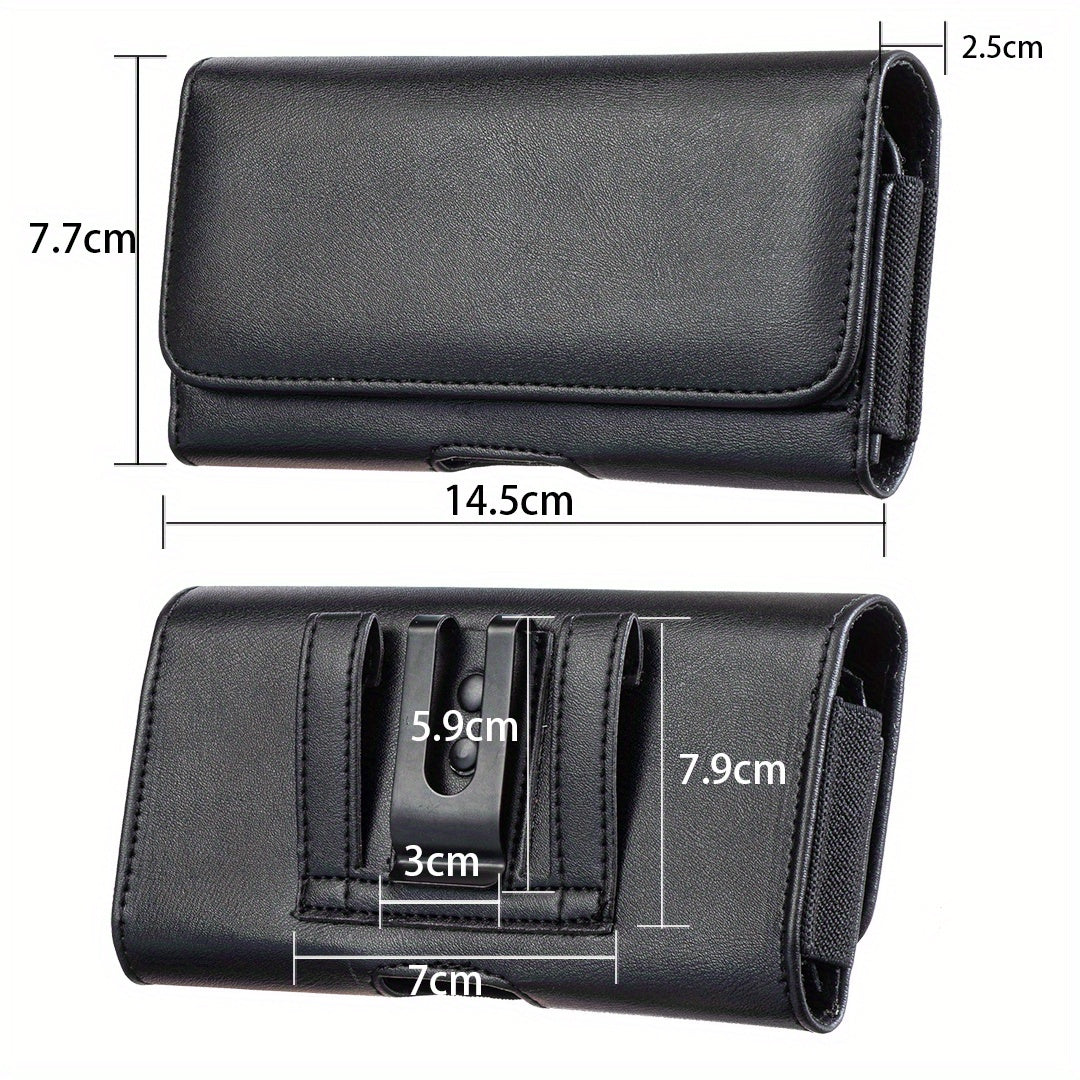 Men's Faux Leather Cell Phone Holster with Card Slots and Belt Clip for iPhone and Samsung Galaxy