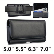 Men's Faux Leather Cell Phone Holster with Card Slots and Belt Clip for iPhone and Samsung Galaxy