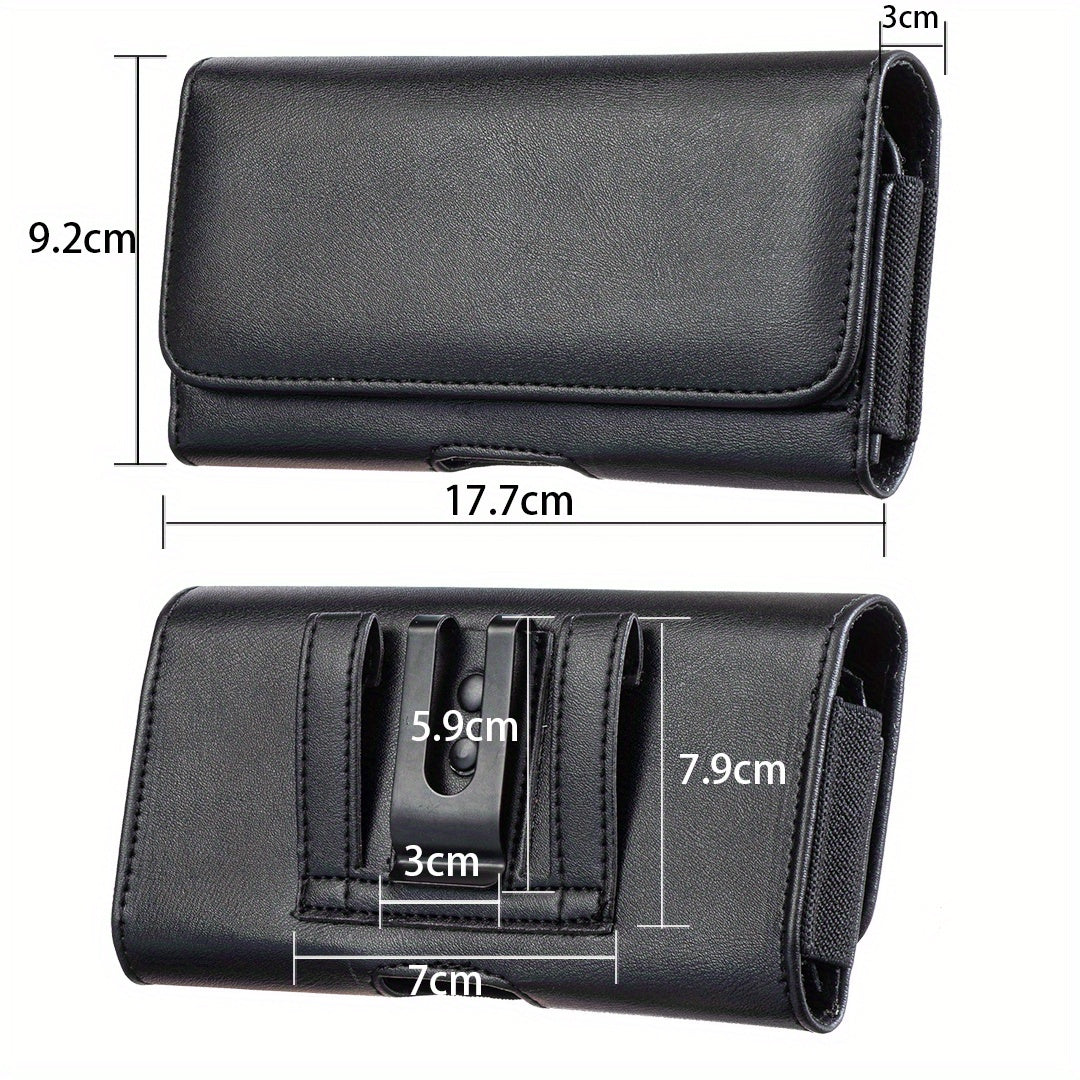Men's Faux Leather Cell Phone Holster with Card Slots and Belt Clip for iPhone and Samsung Galaxy