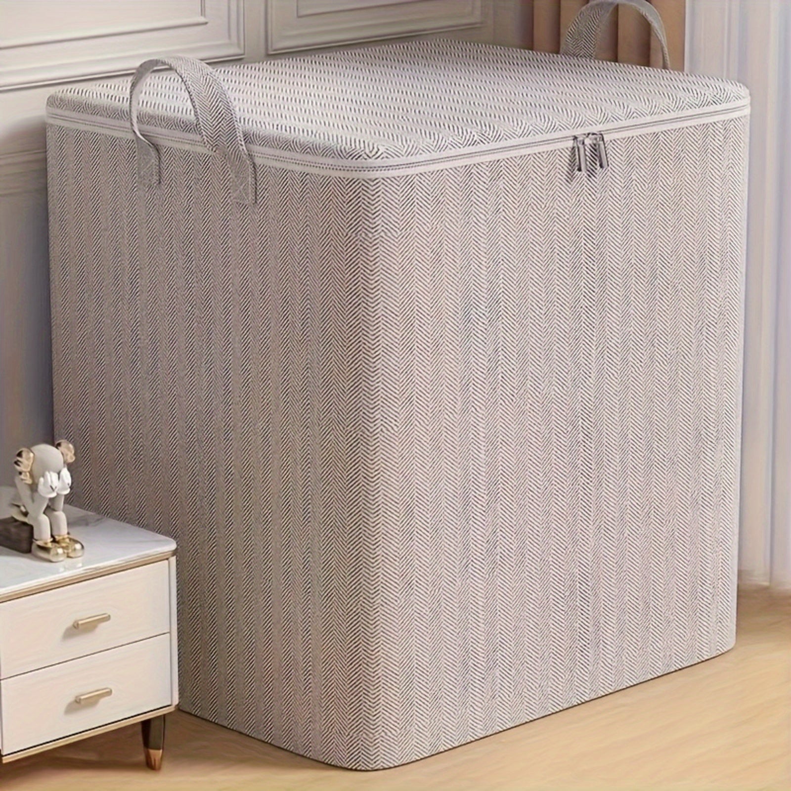 Extra Large Foldable Fabric Storage Organizer with Lid for Clothes Bedding and Blankets