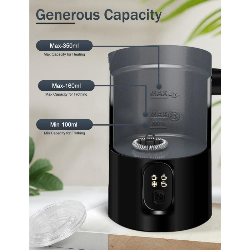 Stainless Steel Milk Frother Steamer 350ml Hot Cold Foam Maker for Coffee