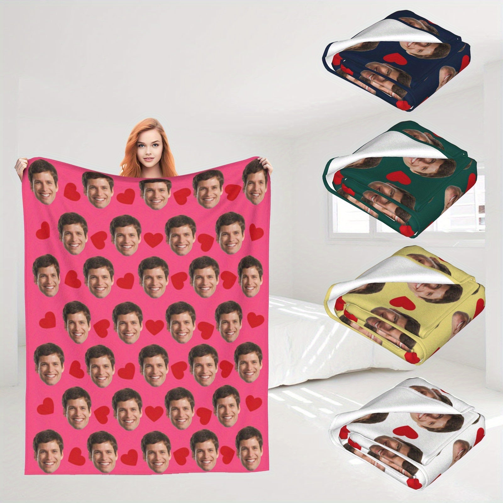 Personalized Photo Fleece Throw Blanket Soft Flannel Cozy TV Christmas Gift