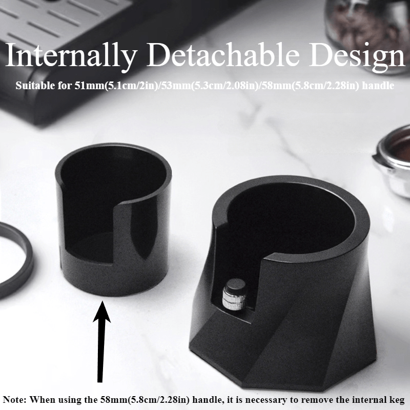 Adjustable Espresso Tamper Holder Spiral Black Powder Pressing Stand with Anti-Slip Base