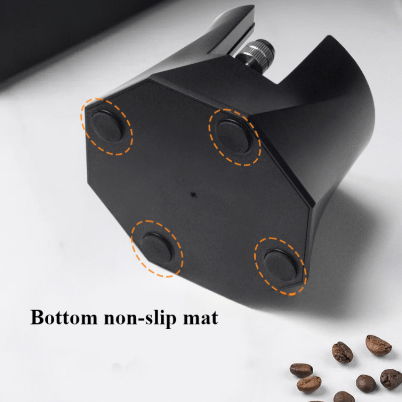 Adjustable Espresso Tamper Holder Spiral Black Powder Pressing Stand with Anti-Slip Base