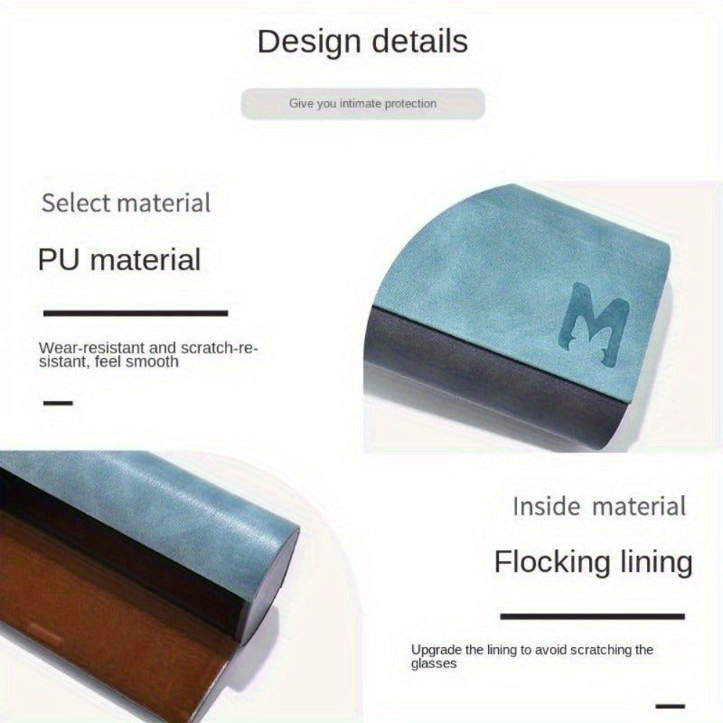 Dual-Layer Glasses Case Blue or Orange Faux Leather Scratch-Resistant Eyeglass Holder