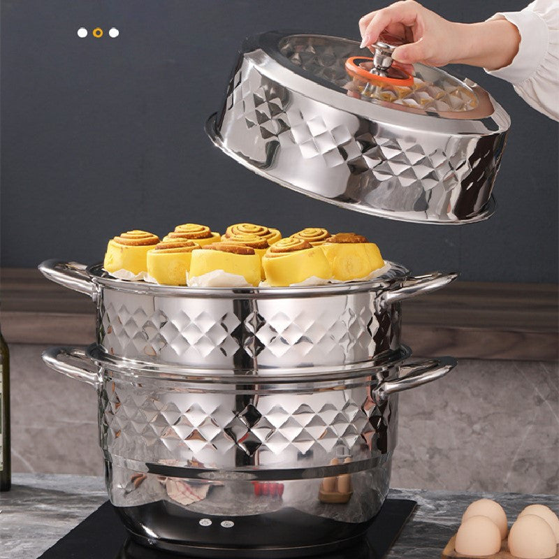 Vaporizador de acero inoxidable de gran capacidad con diseño de doble diamante y tapa transparente