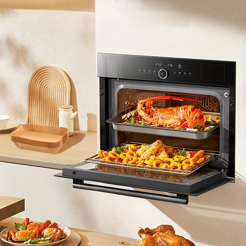 Havoni qovuradigan pech uchun katta toʻrtburchak silikon pishirish panjaralari, yopishqoq emas, oson tozalash, 50 yoki 100 ta paket