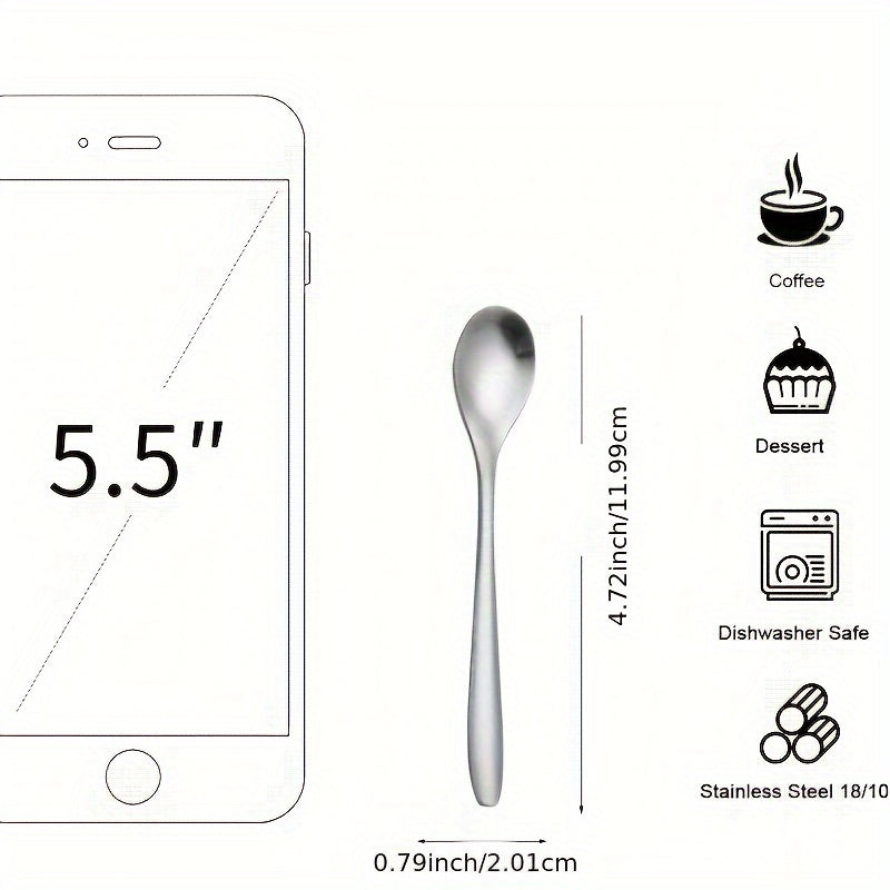 Stainless Steel Long-Handled Mixing Spoons 4/8/12 Pack for Household Cups and Desserts