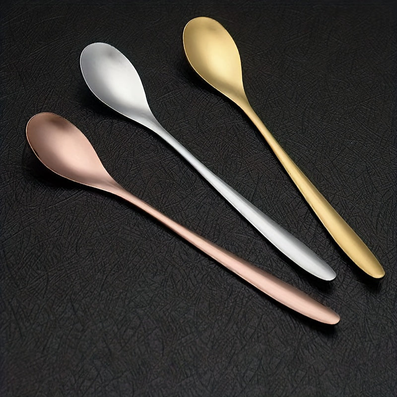 Stainless Steel Long-Handled Mixing Spoons 4/8/12 Pack for Household Cups and Desserts