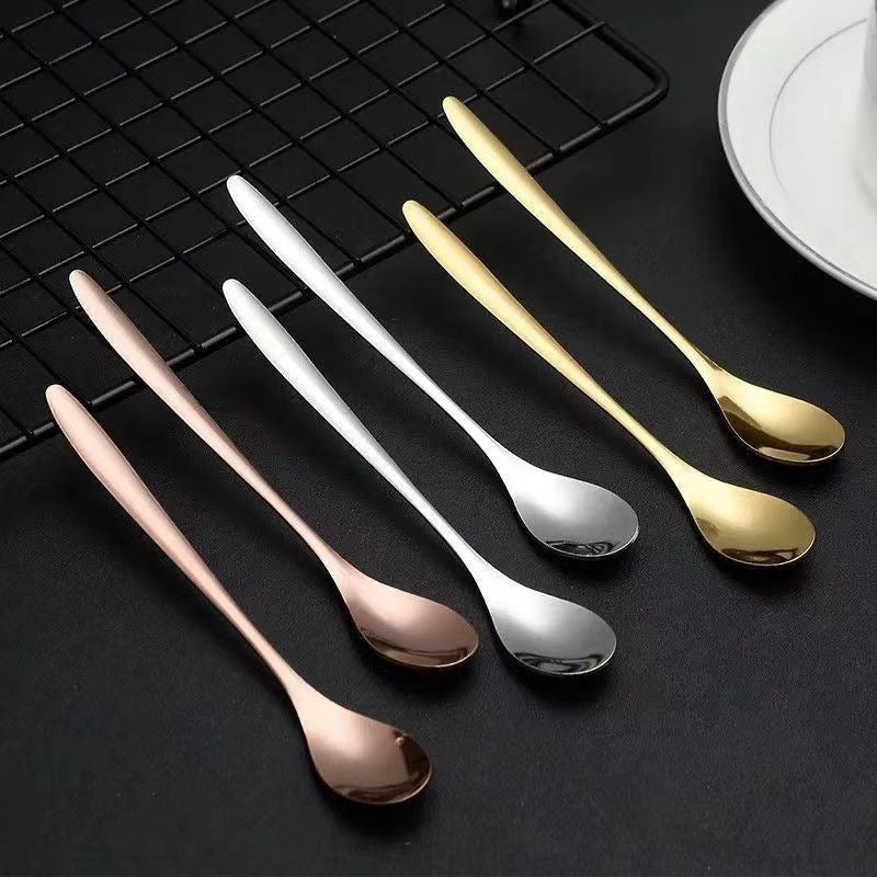 Stainless Steel Long-Handled Mixing Spoons 4/8/12 Pack for Household Cups and Desserts