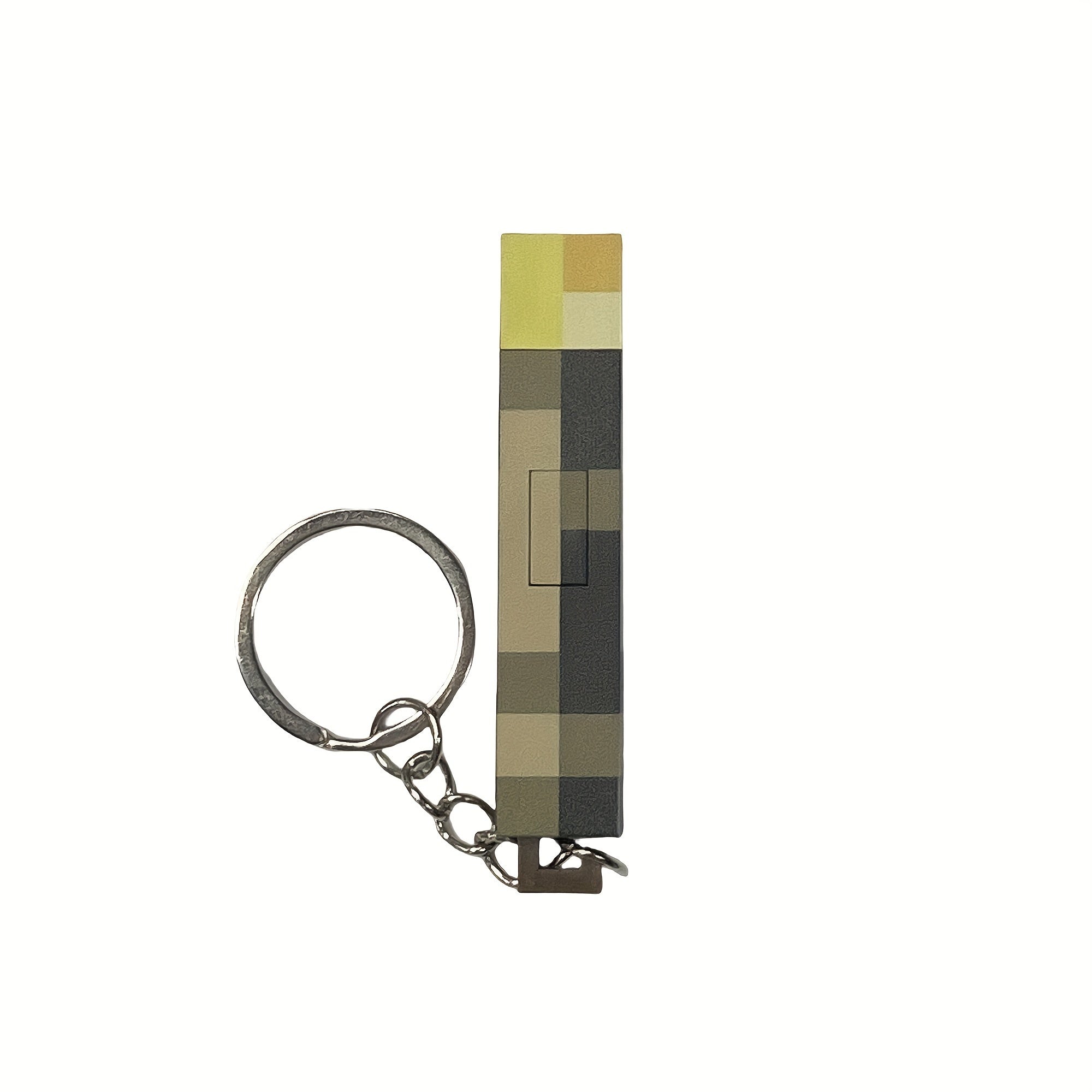 Luminous Anime Gamer Keychain Retro Torch Style Pixel Wooden Finish Backpack Charm