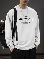 Men's Long Sleeve Cotton T-Shirt with Alphabet Pattern Crew Neck Casual Spring Fall