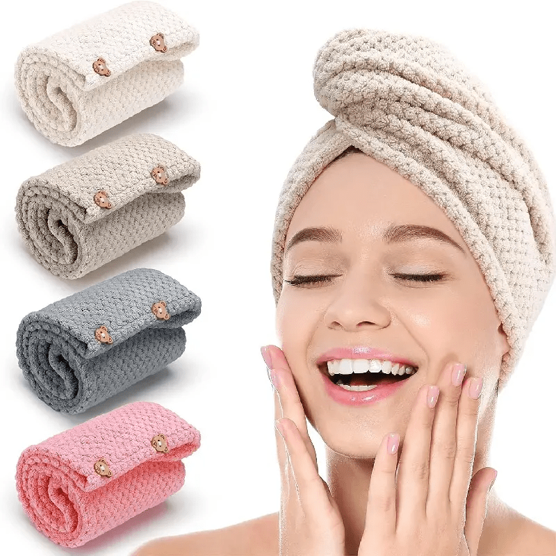 Microfiber Hair Towel Quick-Drying Absorbent Soft Solid Pattern Space Design