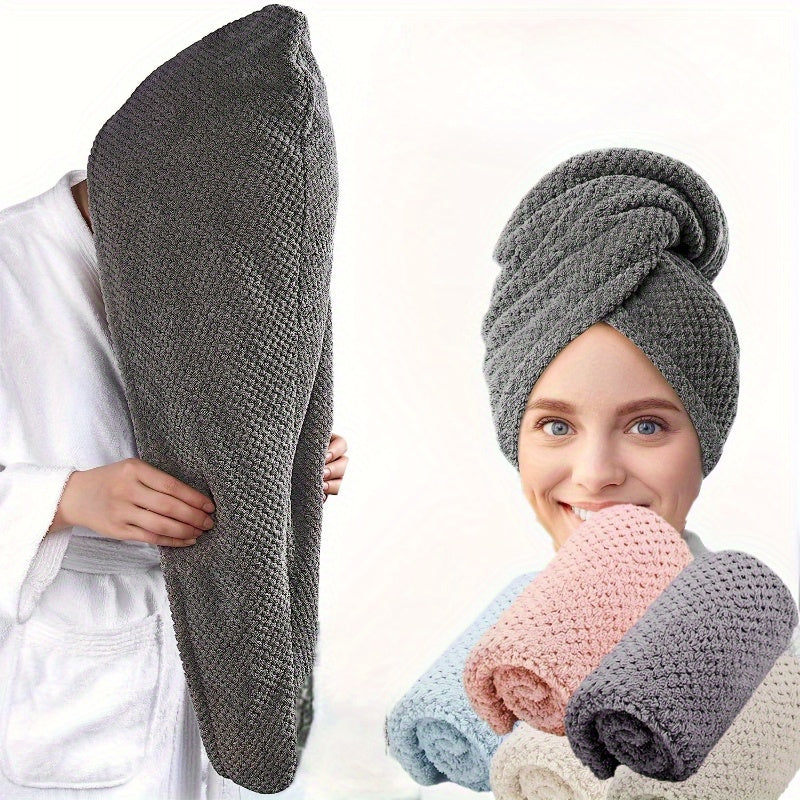 Microfiber Hair Towel Quick-Drying Absorbent Soft Solid Pattern Space Design