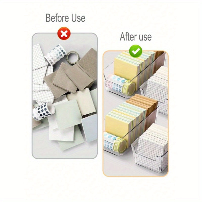 Set of 2 or 6 Clear Plastic Drawer Organizers for Cosmetics Jewelry Makeup and Storage