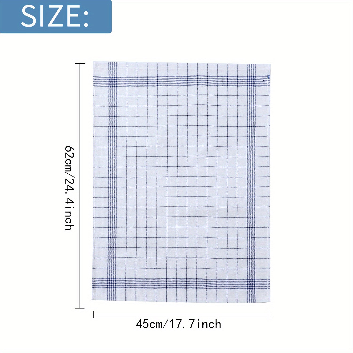 Set of 12 Kitchen Tea Towels in Blue and Red Checkered Stripes and Grid Patterns