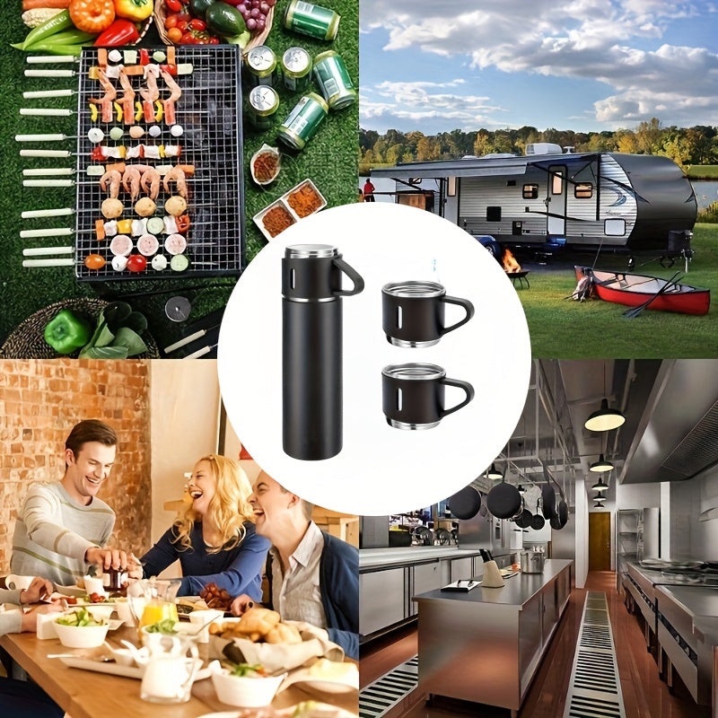 Noxud qotishma vakuum izolyatsiyali termos va kuboklar to'plami - 500ml/16.9oz suyuqlik o'tkazmaydigan termal shisha, issiq va sovuq ichimliklar uchun 2 ta kubok bilan - Biznes, Rojdestvo yoki to'y sovg'alari uchun mukammal