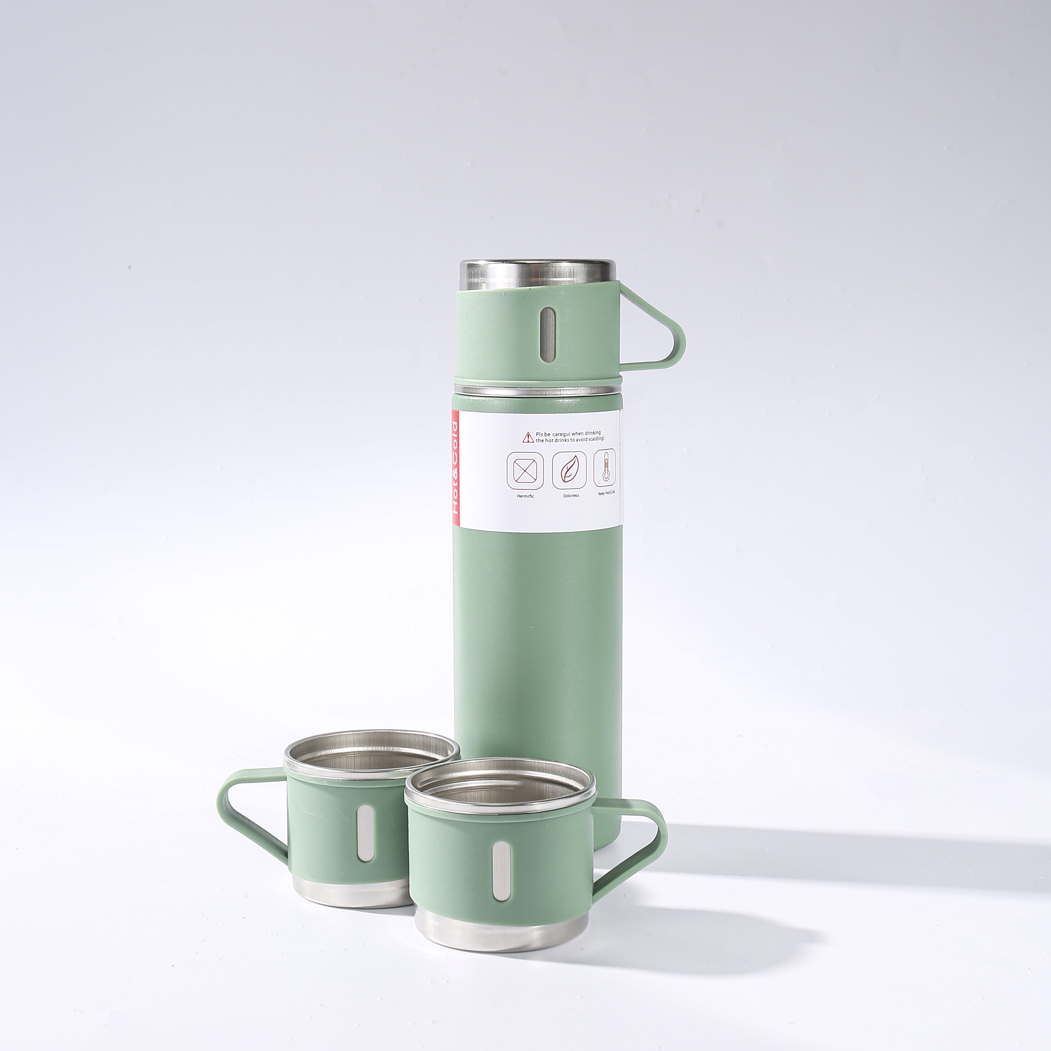 Noxud qotishma vakuum izolyatsiyali termos va kuboklar to'plami - 500ml/16.9oz suyuqlik o'tkazmaydigan termal shisha, issiq va sovuq ichimliklar uchun 2 ta kubok bilan - Biznes, Rojdestvo yoki to'y sovg'alari uchun mukammal